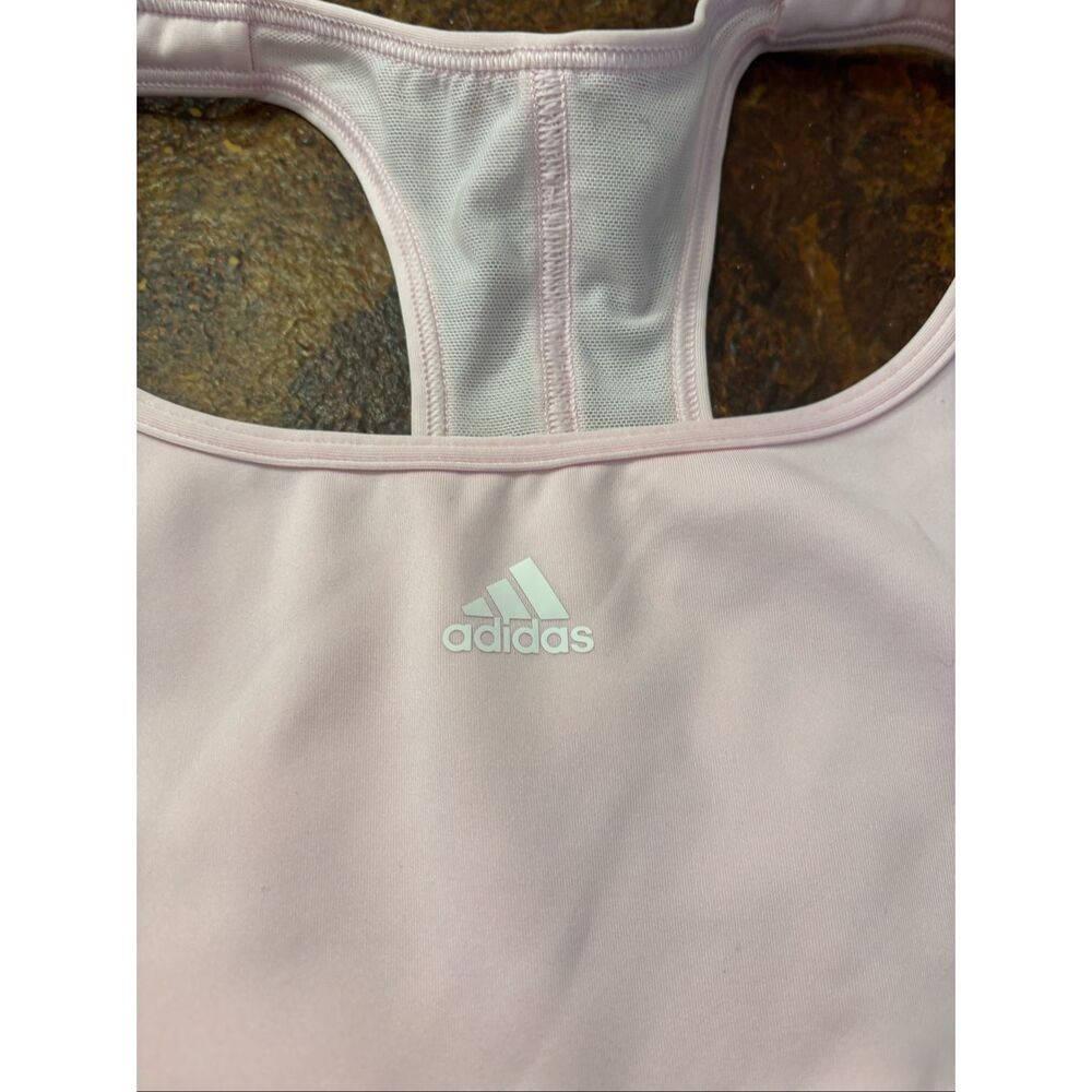Adidas Powerreact Training Sports Bra Large Baby Pink Gently Worn - Picture 3 of 7